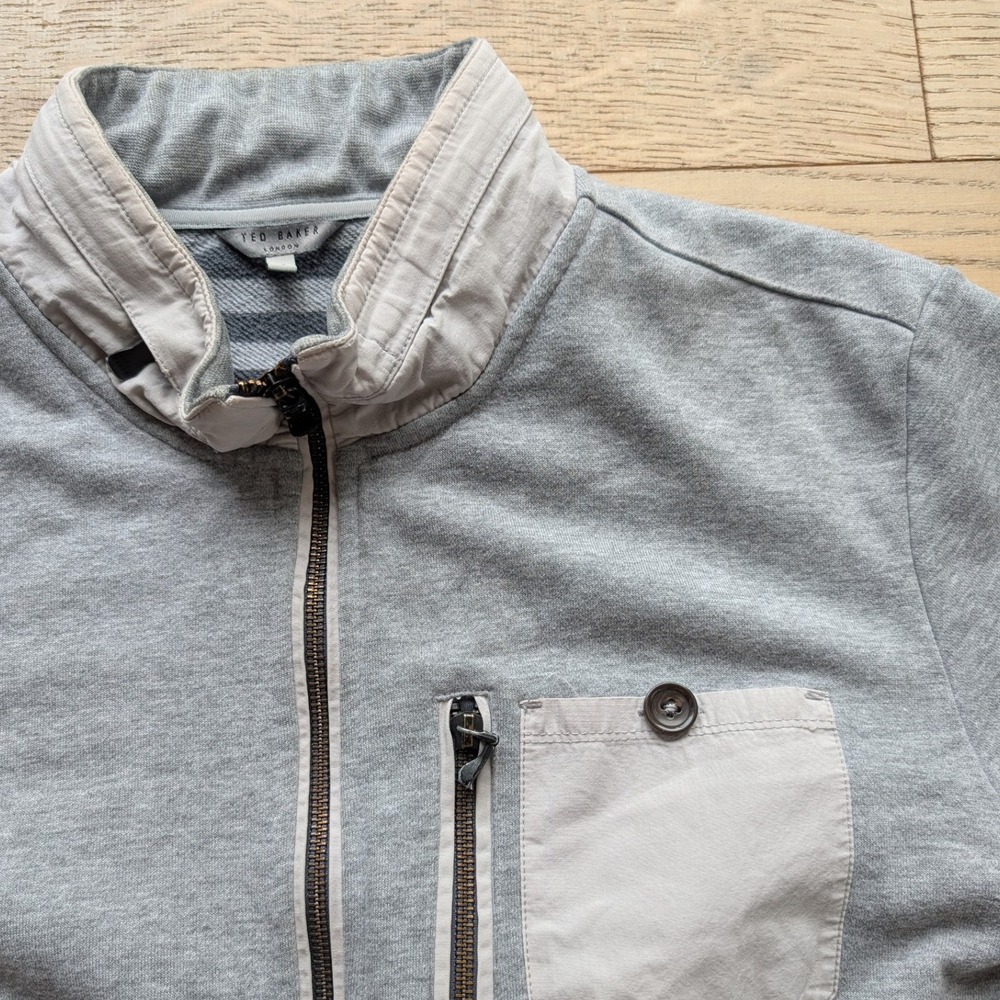 Ted Baker Light Gray and Cream Lightweight Shirt Jacket